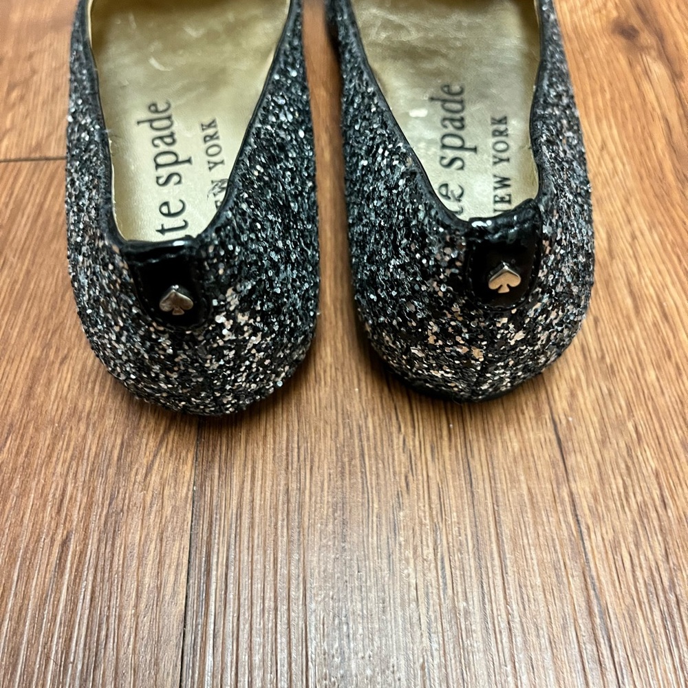 Kate Spade NY Poppy glitter upper flat ballet shoes black silver NWOB size 5.5B - Picture 3 of 5